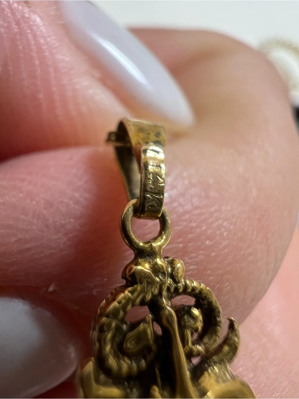 Antique 14K yellow gold with opals pendant necklace - Picture 8 of 15